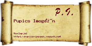 Pupics Imogén névjegykártya